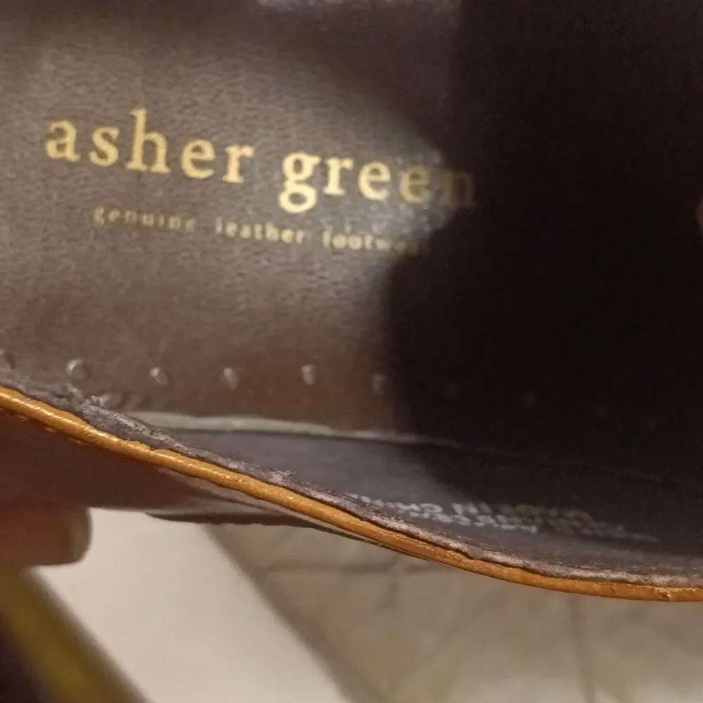 Asher Green Mens Textured Brown Genuine Leather Oxford Tie Up Shoes Sz 8